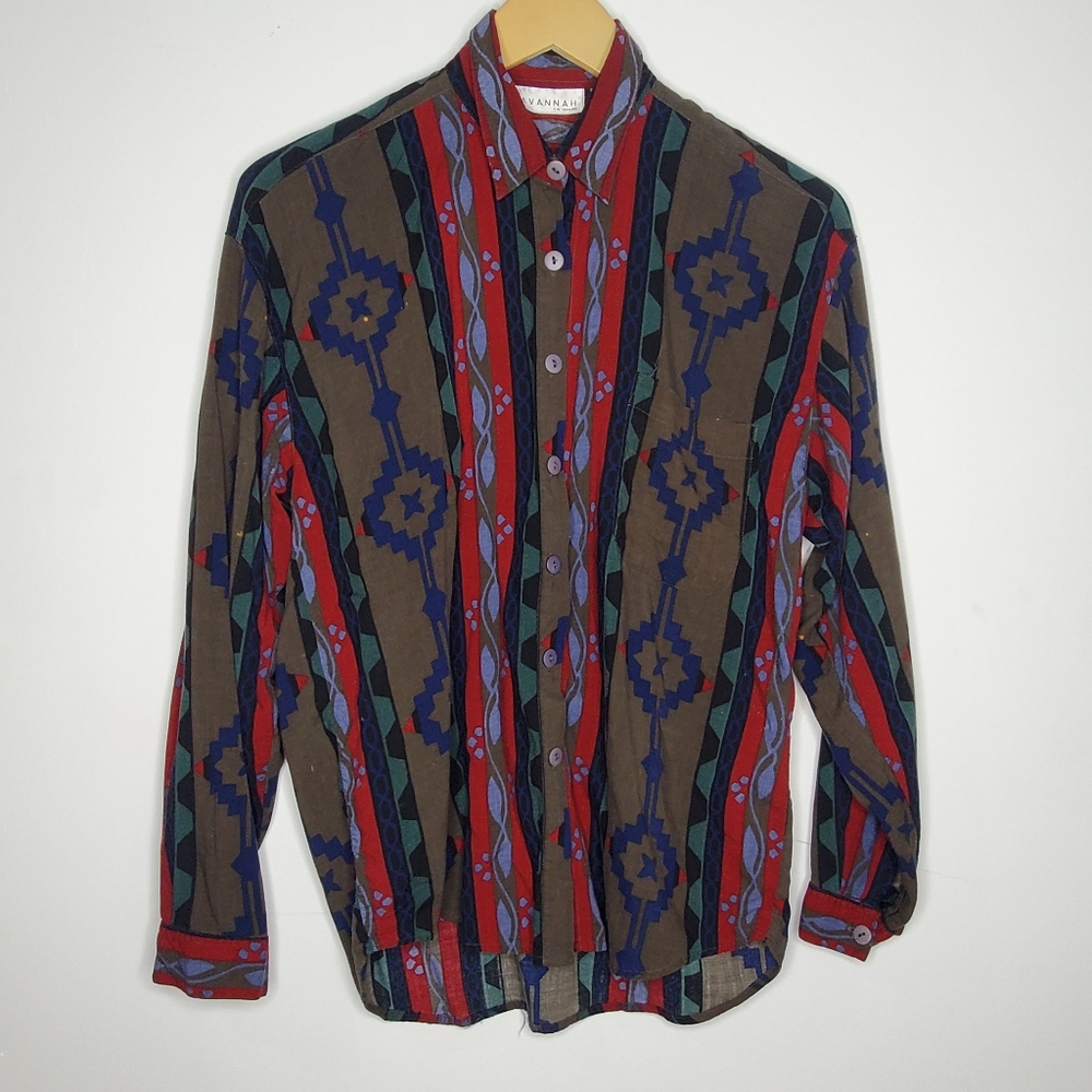 VINTAGE Aztec pattern button up